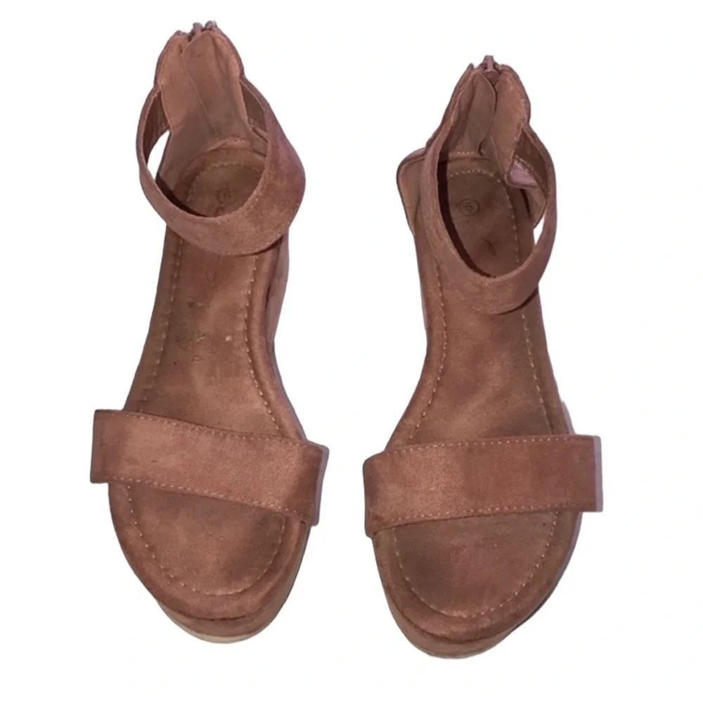 Dark Pink Suede Platform Sandal